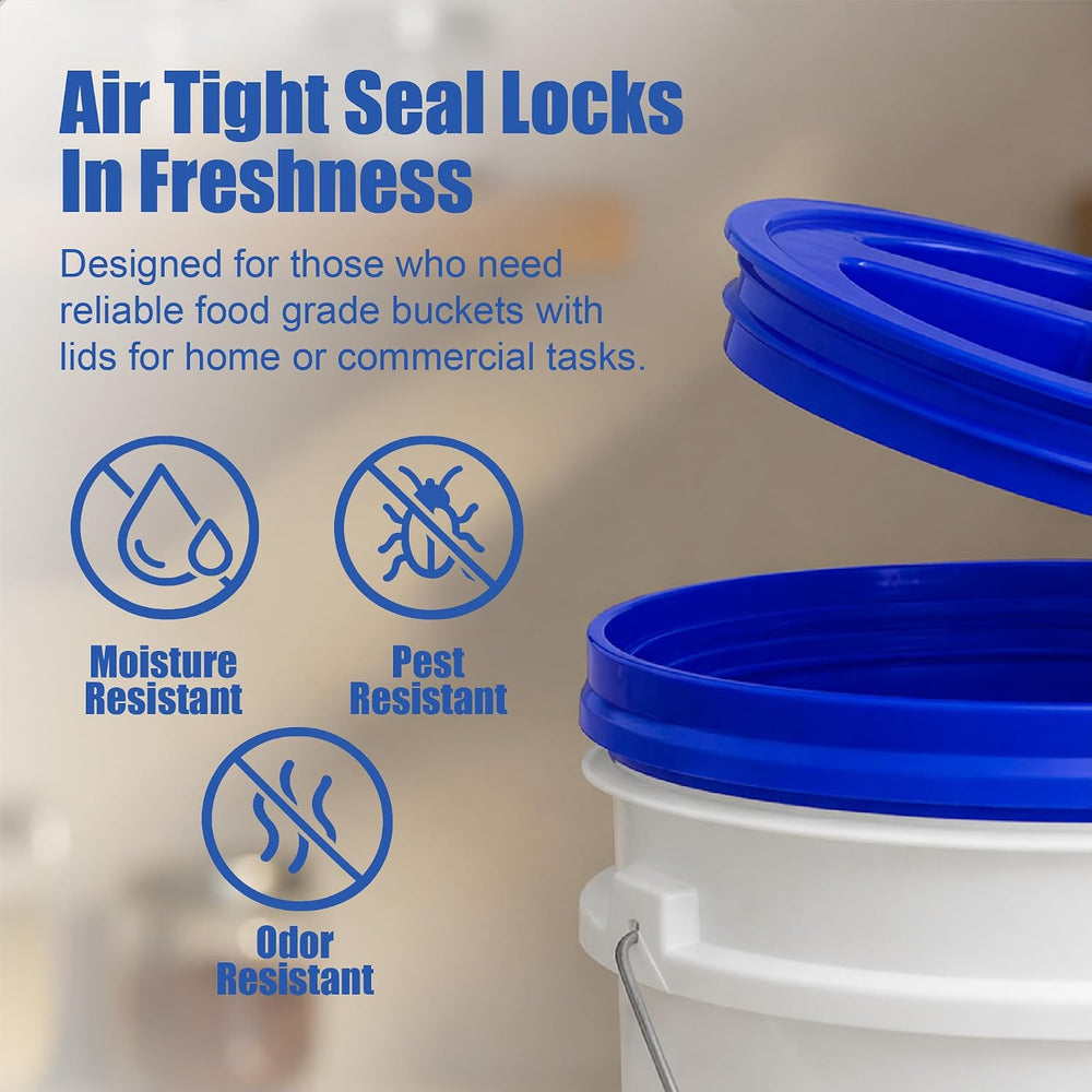 ePackageSupply 5 Gallon Bucket - Food Grade w/Lid BPA-Free, White/Blue, 6