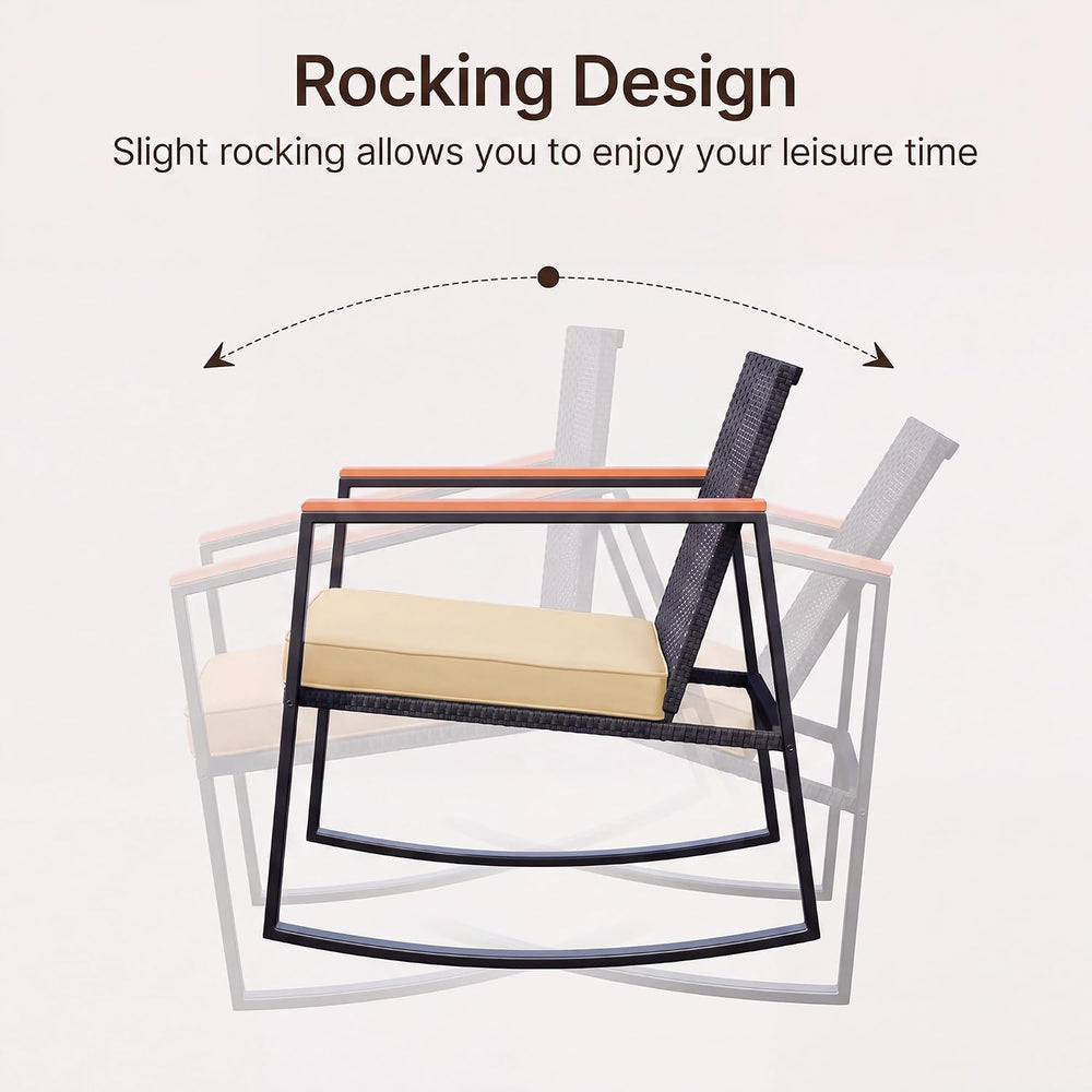 Gizoon 3 Pieces Rocking Patio Bistro Set with Anti-Scald Armrest