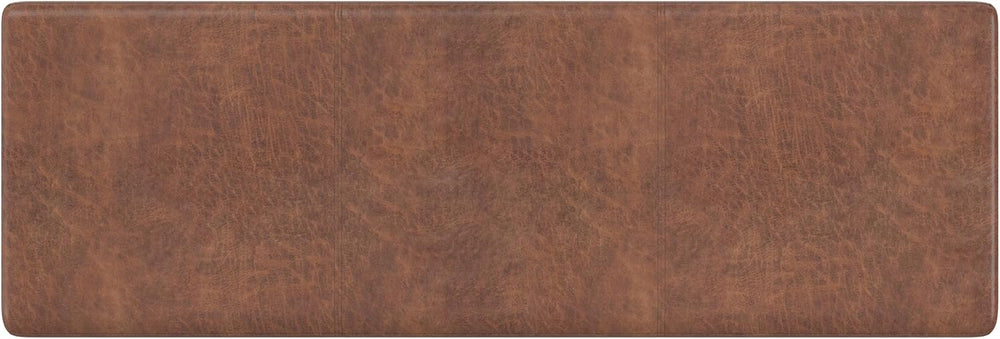 SIMPLIHOME Avalon 48" Wide Vegan Leather Storage Ottoman in Saddle Brown