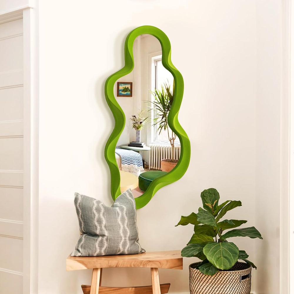 Green Wall Mirror Decor for Funky Home Decor 13.8x29.7,Lawn Green
