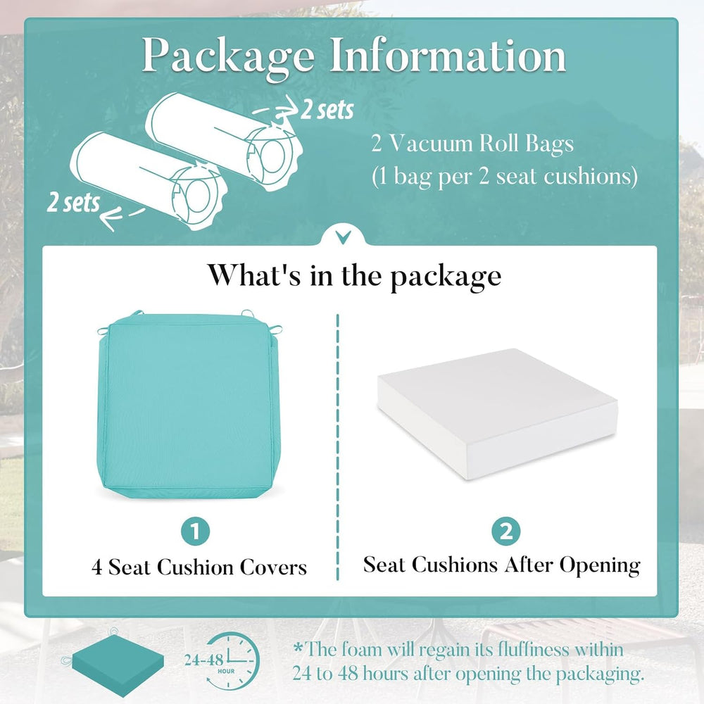 Basic Beyond Outdoor Chair Cushions for Patio Furniture, Waterproof Outdoor S...