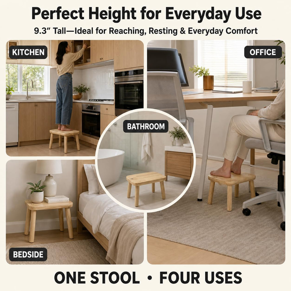 BEE&OAK 13.4 Inch Heavy Duty Wooden Step Stools for Adults - Non Slip, 30...