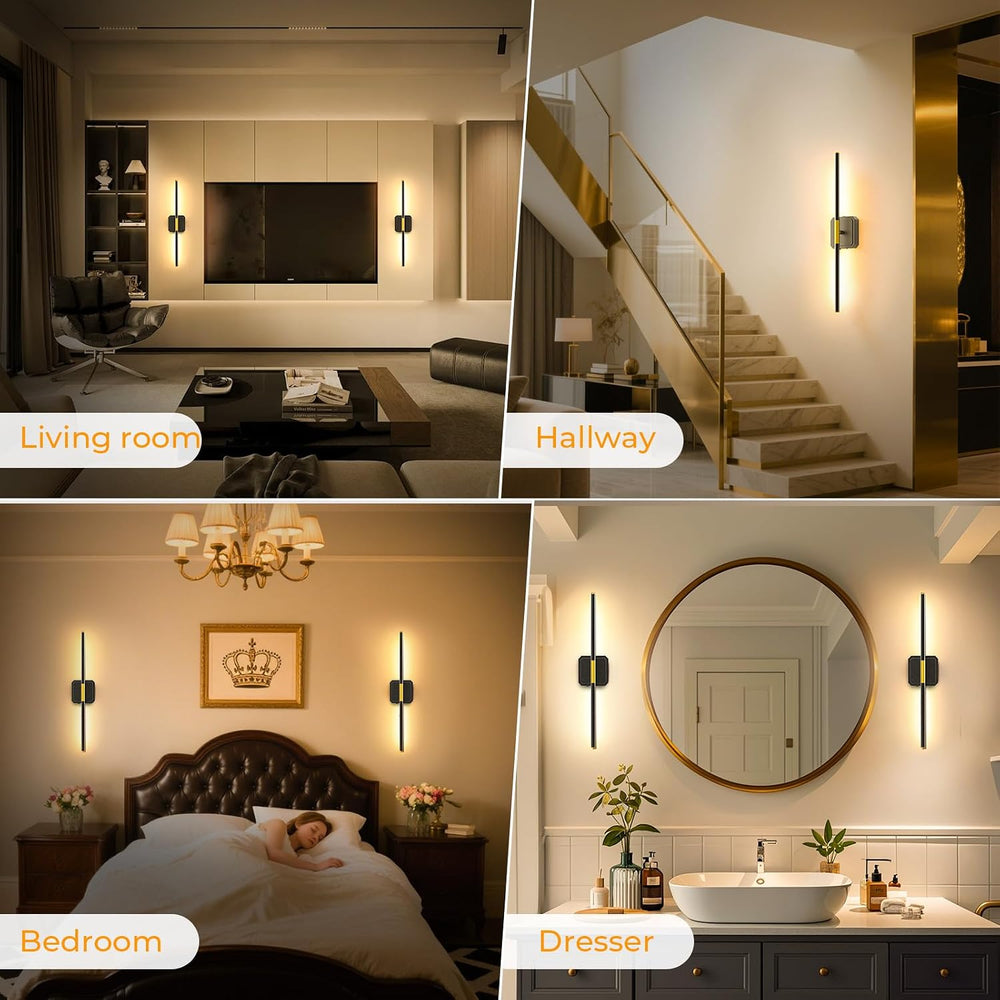 Battery Operated Wall Sconces 360°Rotate Detachable Dimmable Set of 2
