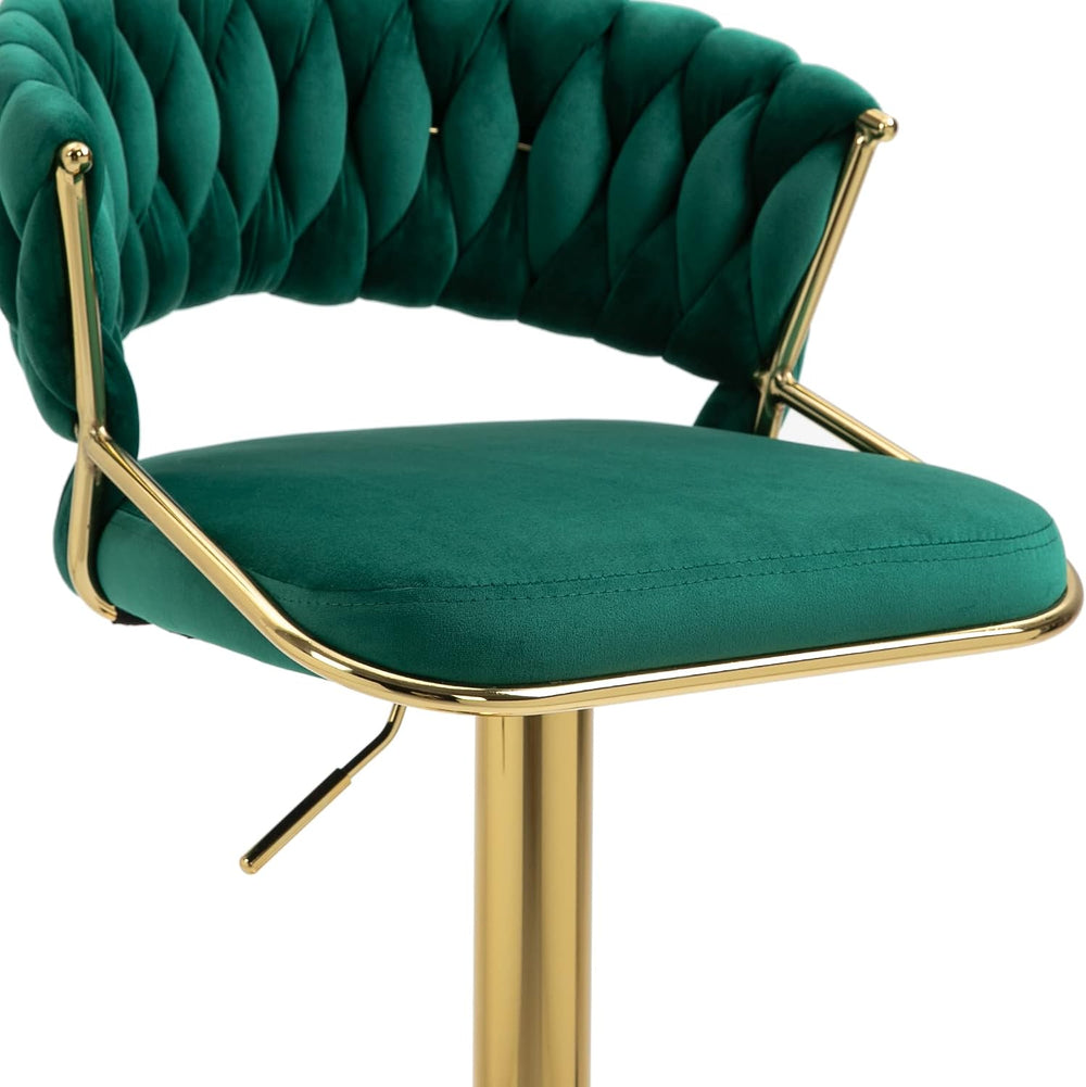 High Back Swivel Bar Stools Set of 2, Velvet Adjustable Gold Counter Barstool...
