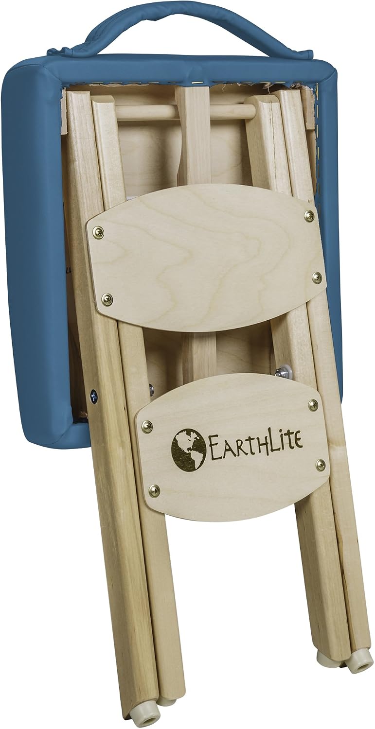 EarthLite Wooden Folding Stool, 19in, Mystic Blue