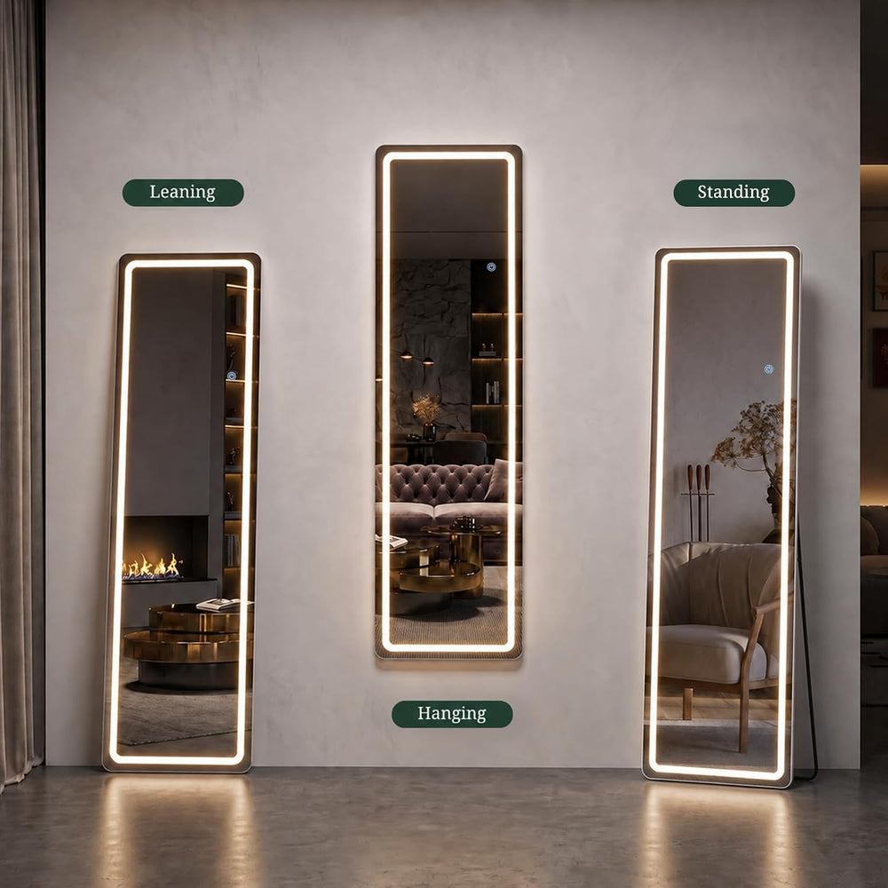 LED Mirror Full Length with Lights, 59.85"x15.75" Lighted Full Body...