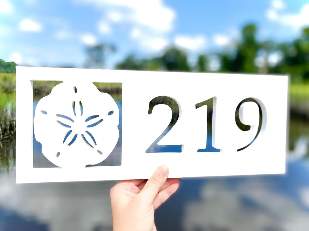Horizontal Sand Dollar Address Sign, Weatherproof PVC House Numbers, Outdoor ...