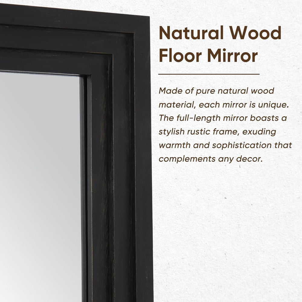 Full Length Mirror 71"x32", Rect Solid Wood Frame with Stand