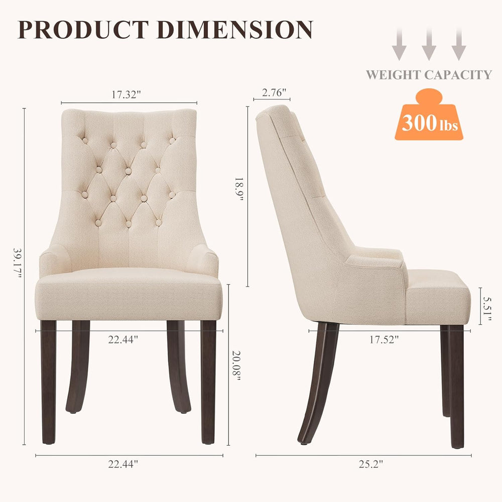COLAMY Wingback Dining Chairs Set of 2, Beige