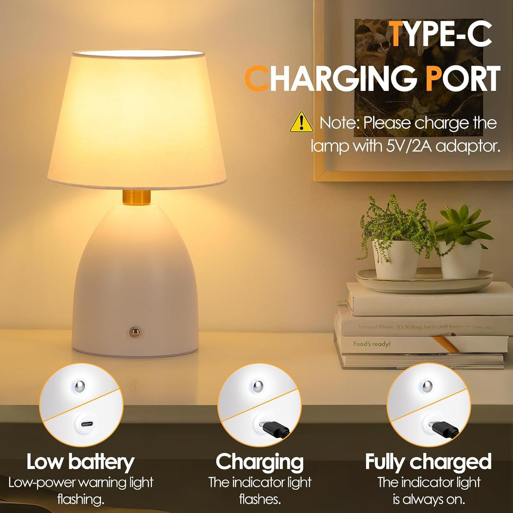 GGOYING Cordless Table Lamp, 5400mAH Battery Operated 4-Way Dimmable 2 Pack