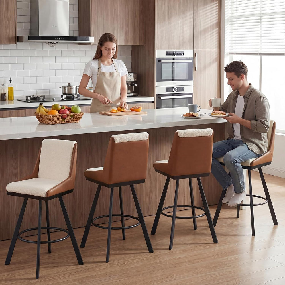 Ollega Counter Height Bar Stools B3213 (White Brown, 26" 4 Pieces)