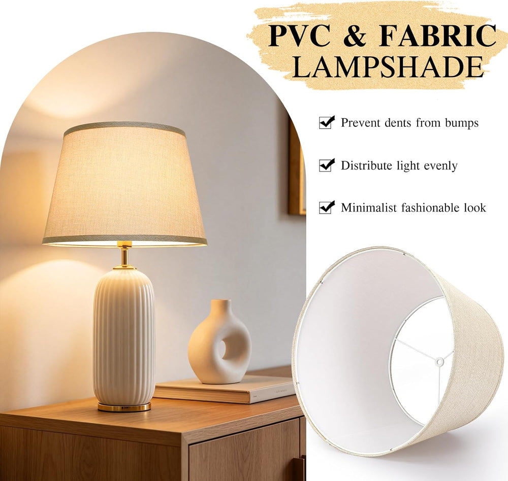 Drum Lamp Shades Set of 2, 12"Top x 16"Bottom x 11"High, Champ...