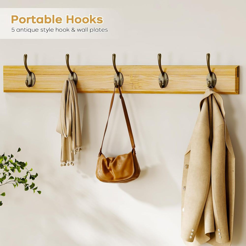 Shoe Storage Bench Coat Rack Set, 35.4" Bamboo Hall Tree Entryway Bench