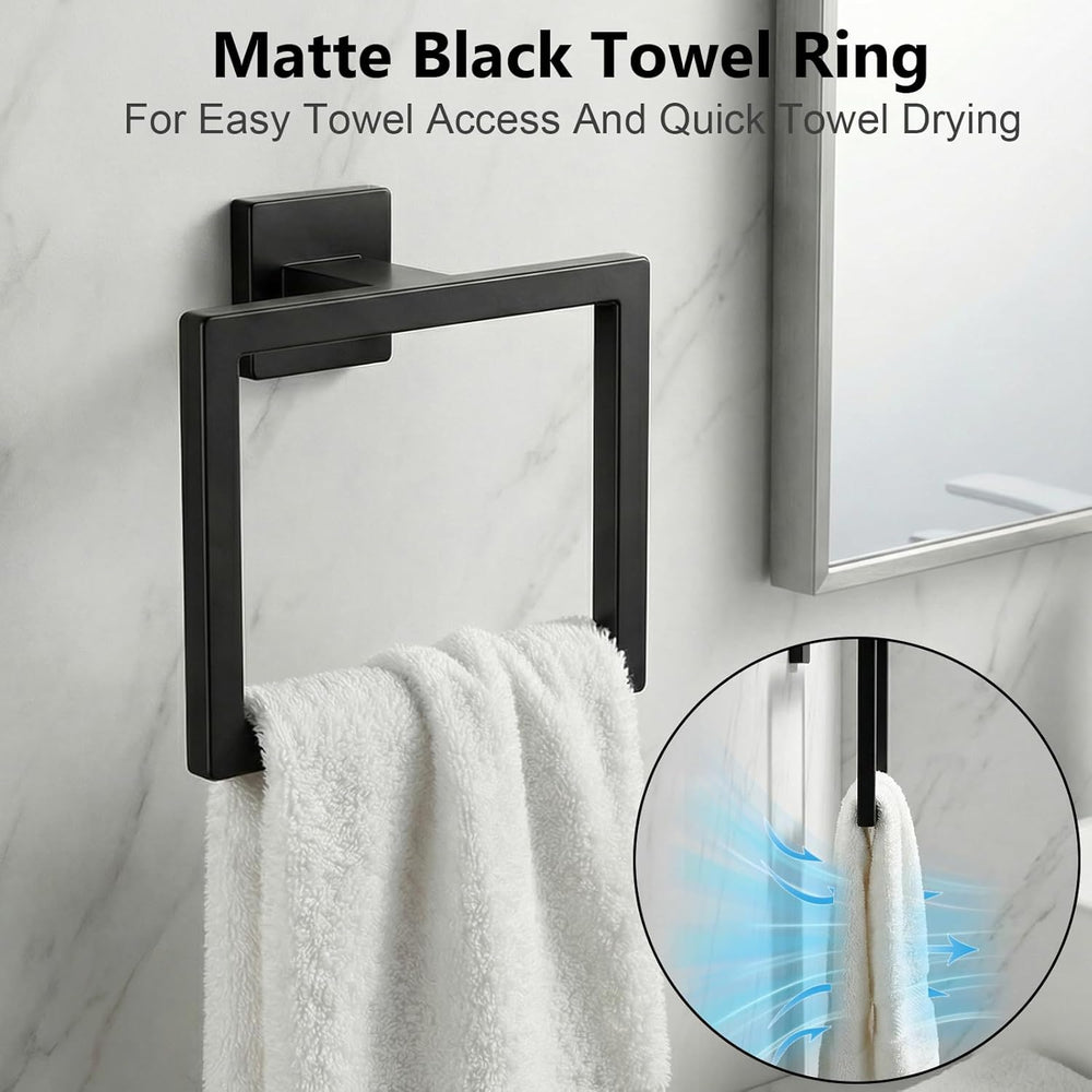 Tudoccy 10-Piece Matte Black Bathroom Hardware Set, 24in SUS304