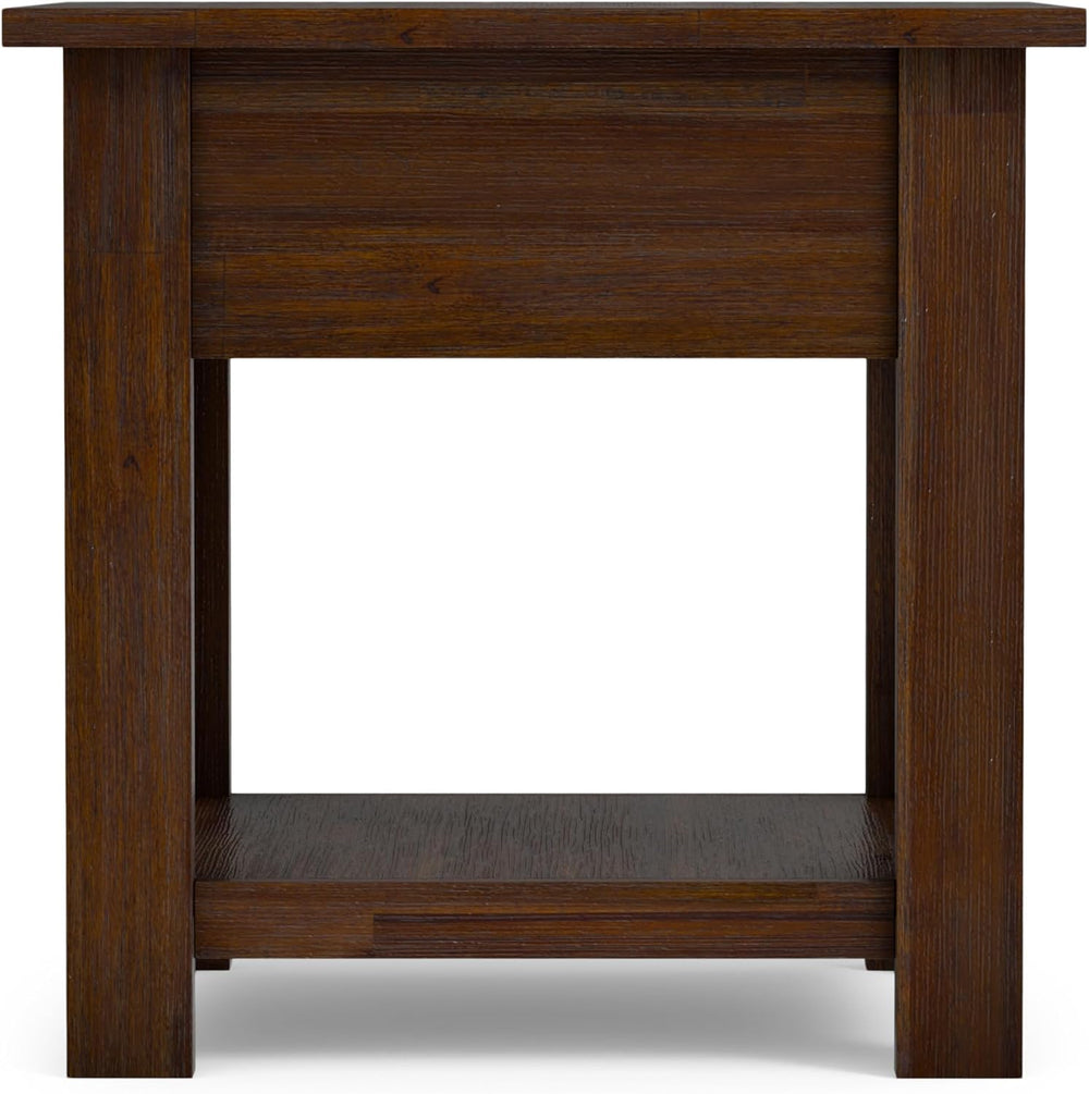SIMPLIHOME Monroe 22" Wide Solid Wood End Table in Charcoal Brown