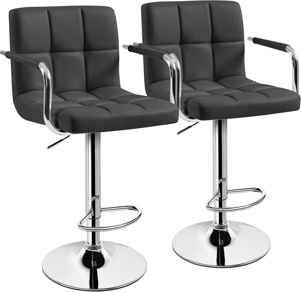 Yaheetech Bar Stools Set of 2, Swivel with Backs, Adjustable Height, Gray