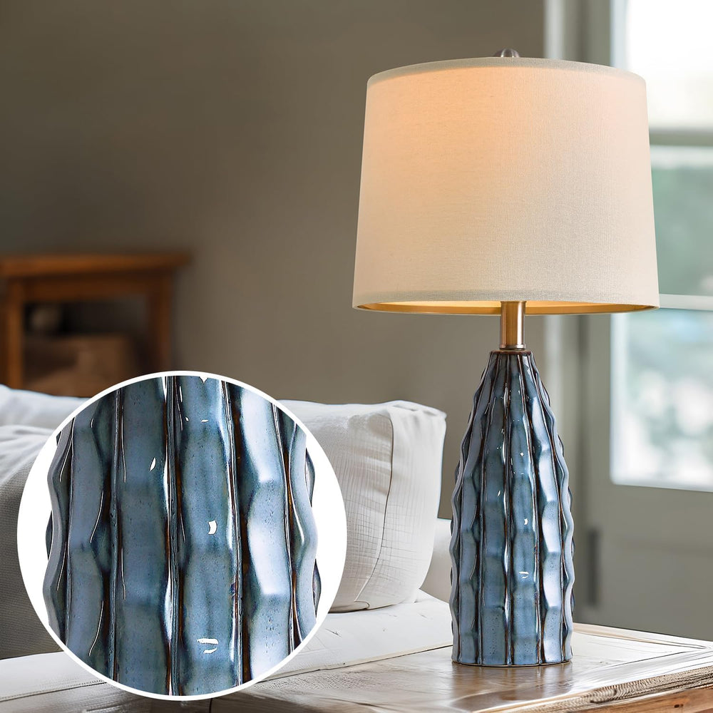 USumkky Ceramic Table Lamps Set of 2, 23.75" Modern Farmhouse Bedside La...