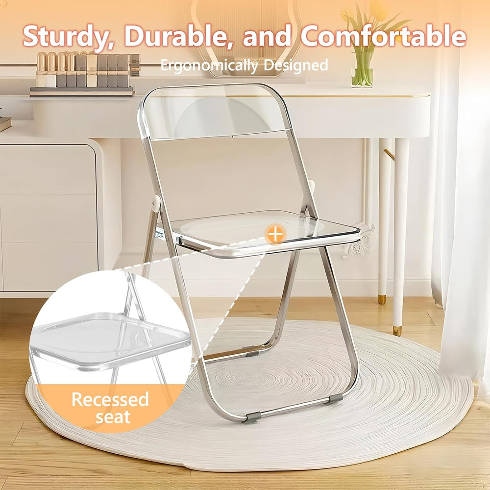 JPBSTO 12 Pack Crystal Clear Folding Chairs - Premium Bulk Stackable for Exhi...
