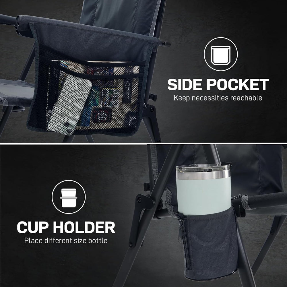 EVER ADVANCED Reclining Camping Chairs for Adult Supports 350lbs Grey