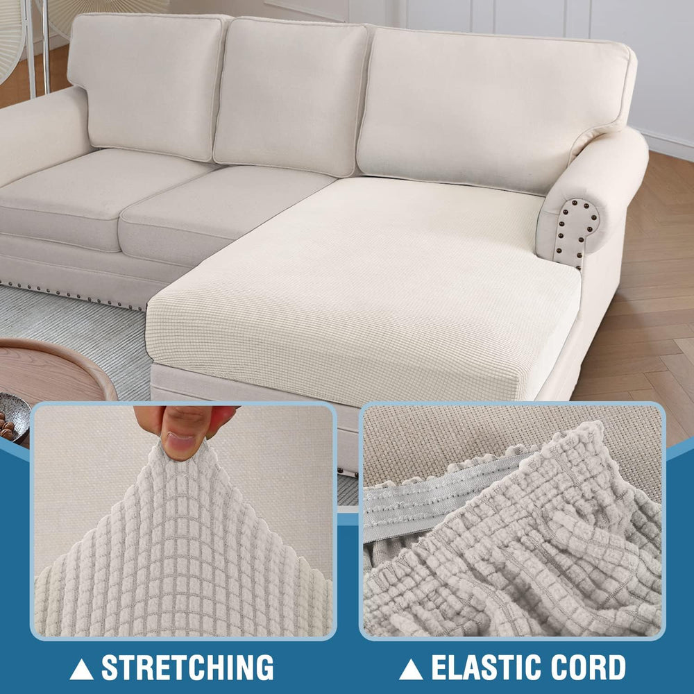H.VERSAILTEX Sectional Couch Covers 1 Piece Chaise Slipcover L Shape Separate...