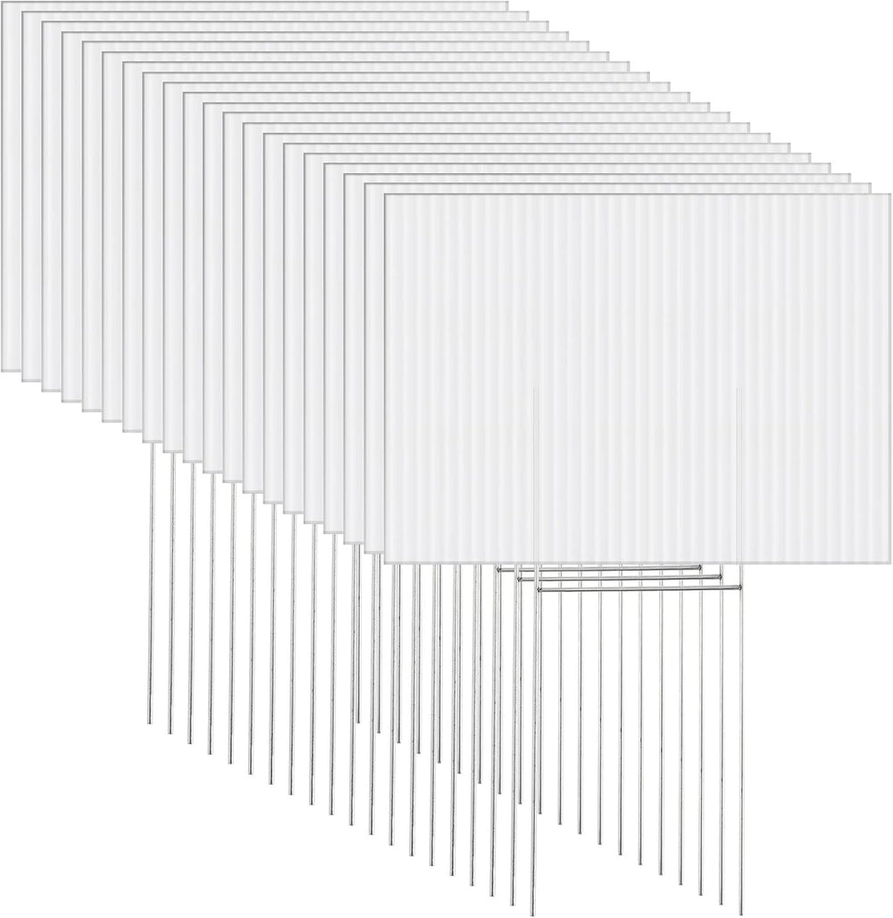 Tuanse 20 Pack White Yard Signs with Stakes 16x12 Inch Double Sided Blank