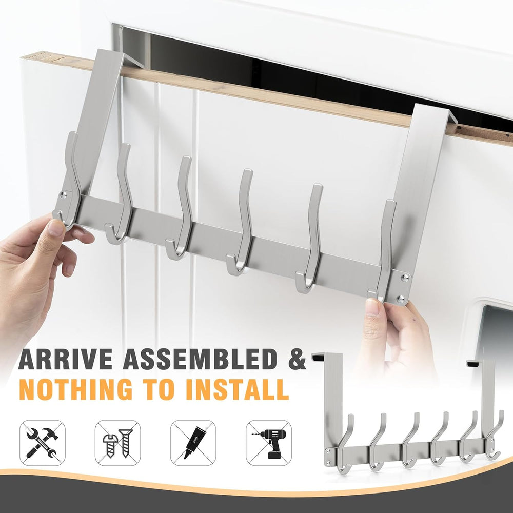 Uross (2 Pack Foldable Over The Door Hooks, Heavy Duty Over Door Hanger, Behi...