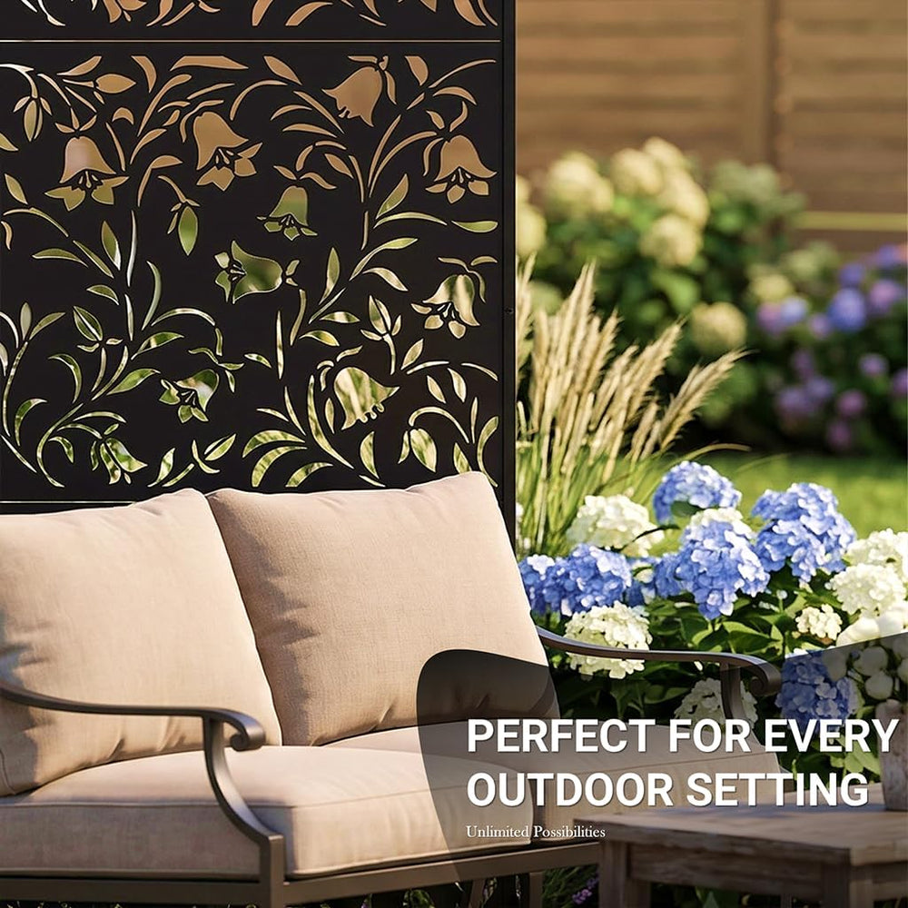 72" Outdoor Privacy Screen, Decorative Metal Privacy Fence Panels