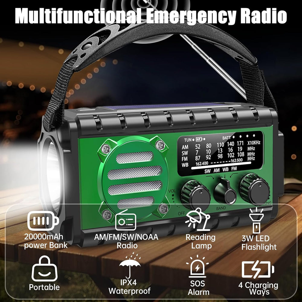 Aivica Hand Crank Emergency Radio with 20000mah Battery Backup