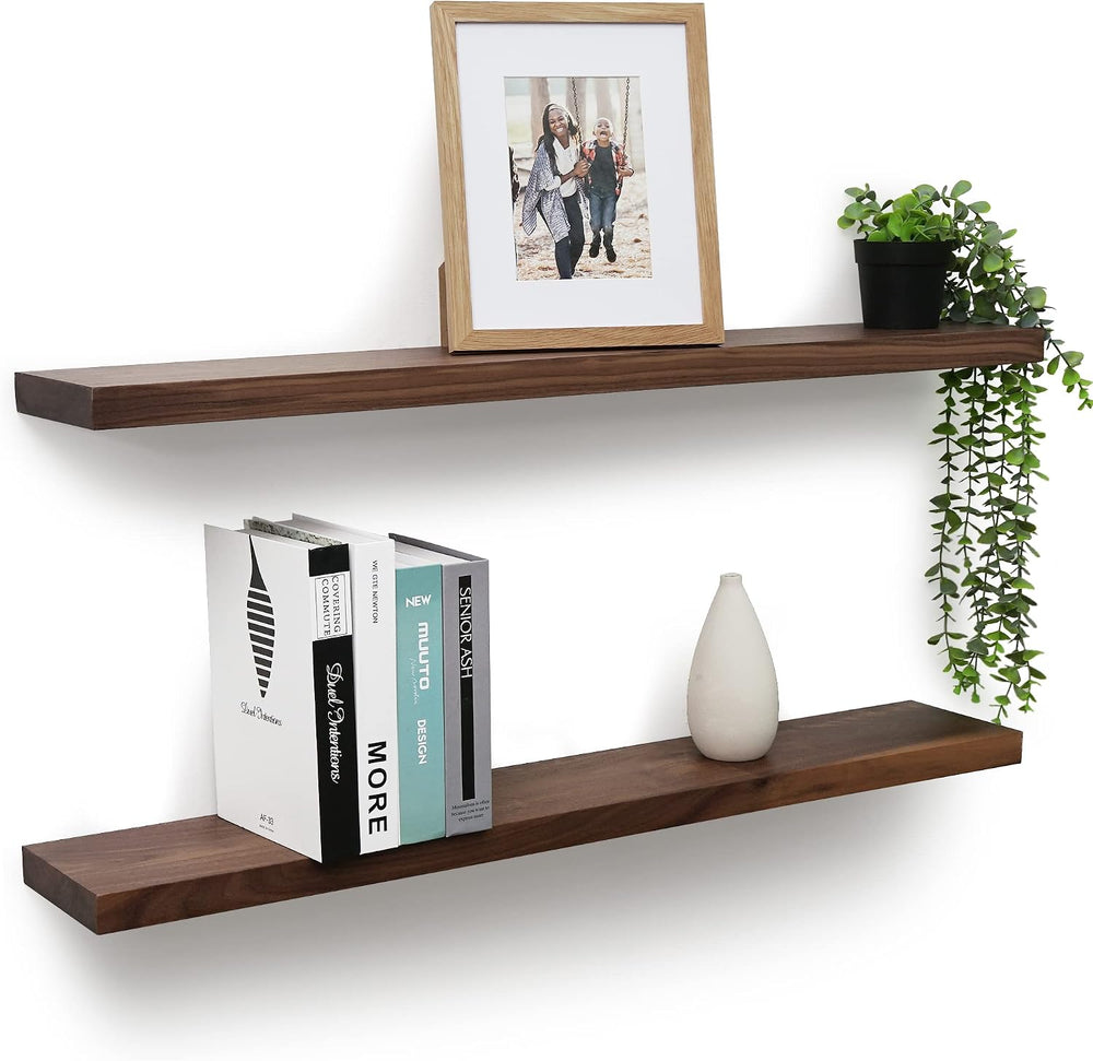 Axeman 36 Inch Solid Walnut Wood Floating Shelves, 6inch Deep Wall Shelves