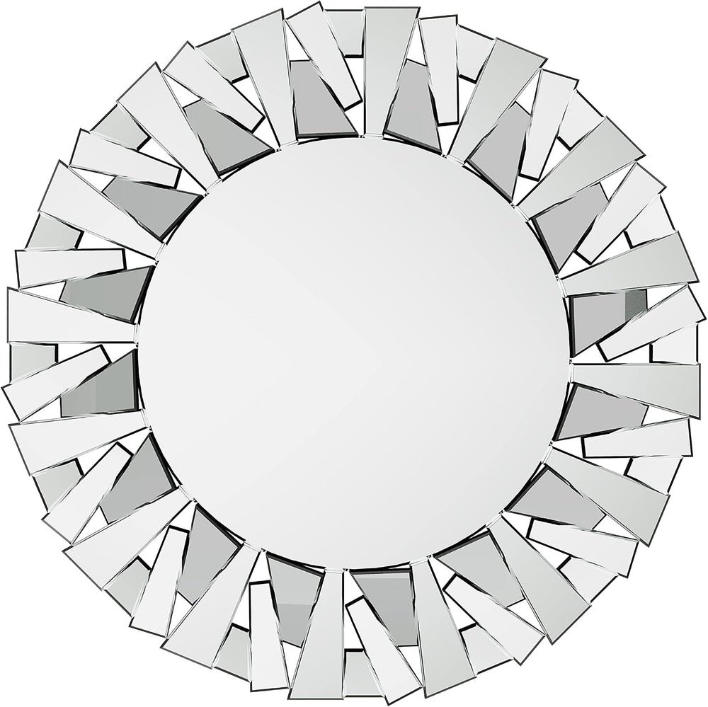 Decorative Mirror Round Silver: 31.5in Wall Vanity-Mirror Beveled