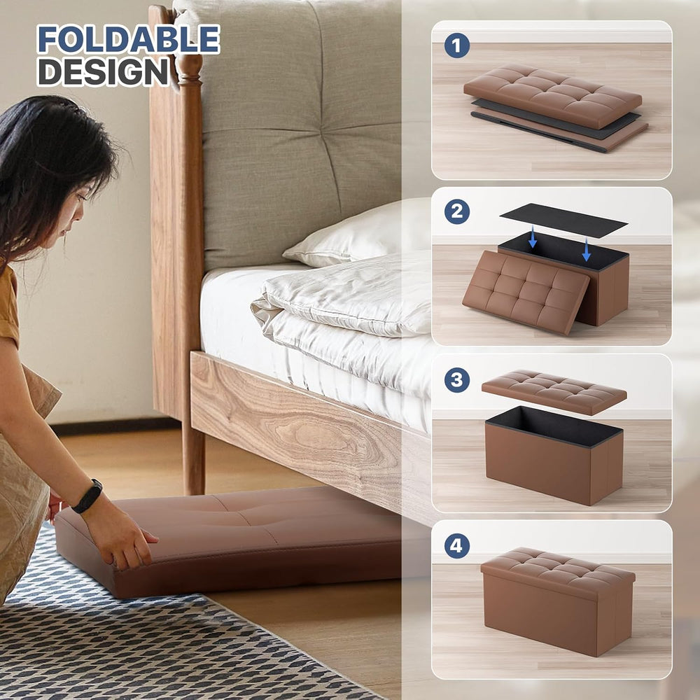 MoNiBloom 30 Inch Storage Ottoman Bench, 24 Gal. Folding Ottoman Footrest, En...