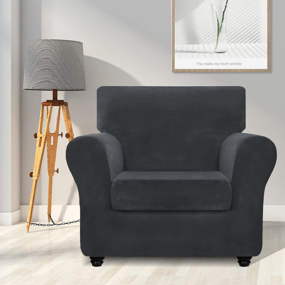 ZNSAYOTX Luxury Velvet Chair Slipcovers with Arm 2 Piece Stretch Chair Covers...