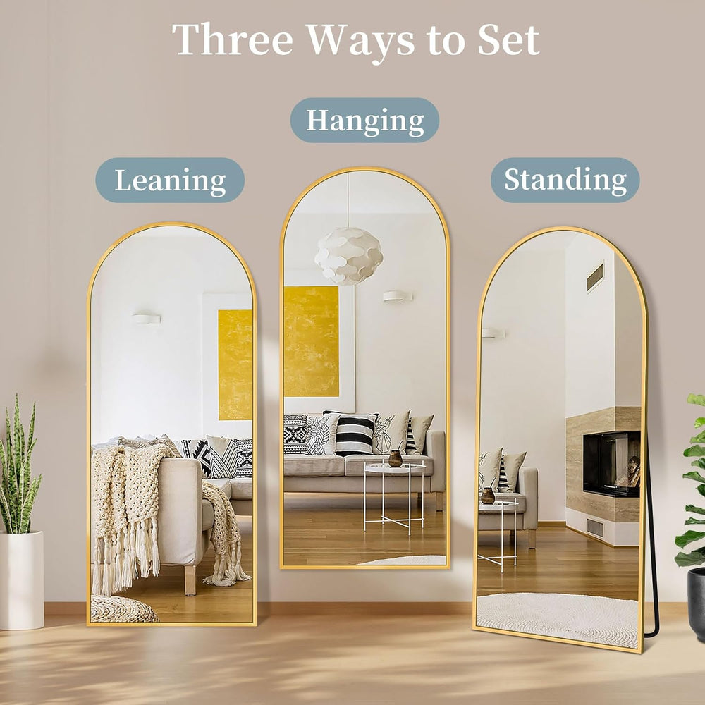 58"x19" Arched Full Length Mirror with Stand,Full Body Floor Mirror