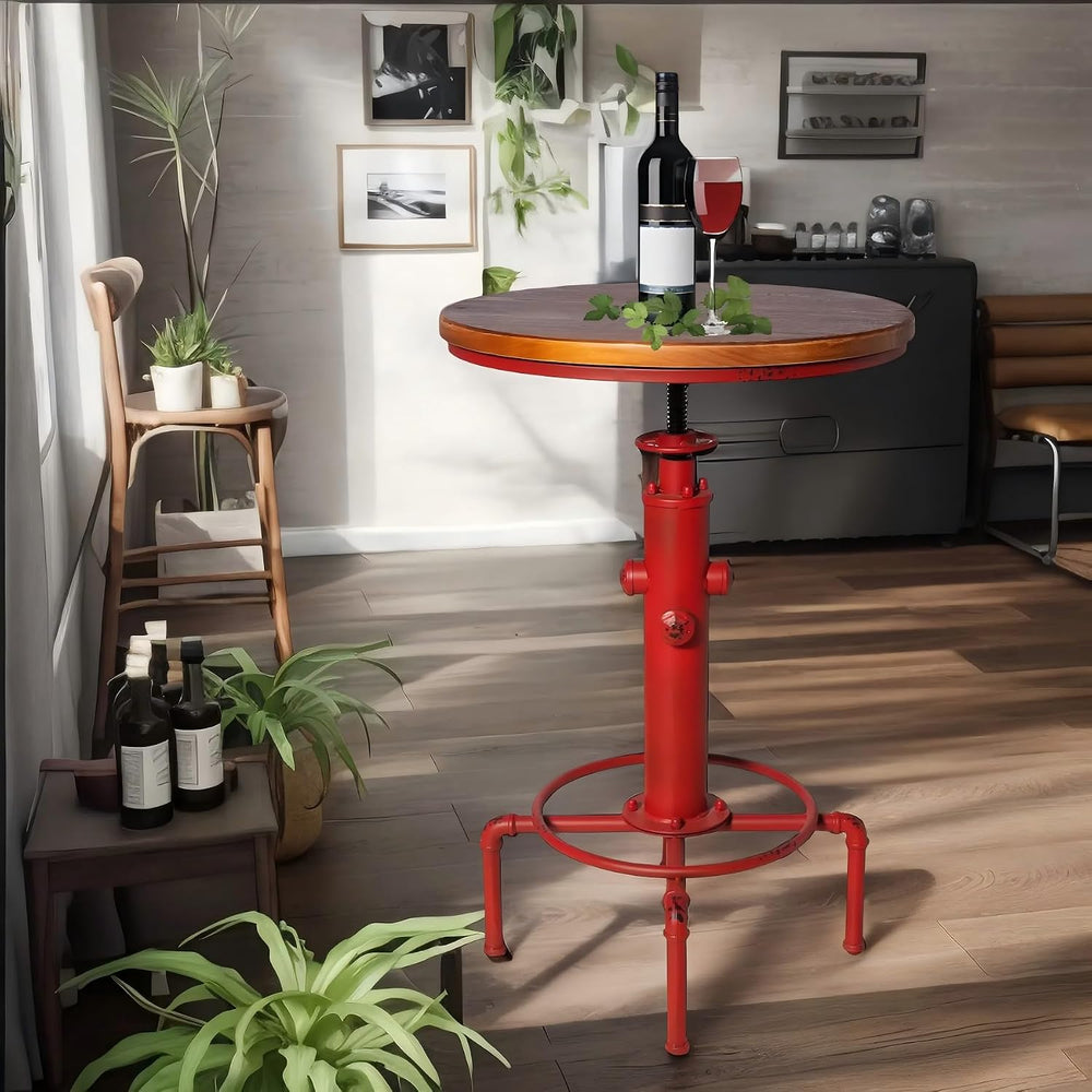 Topower Industrial Bar Table 32.3-38.2" Adjustable Pub Table Kitchen Din...