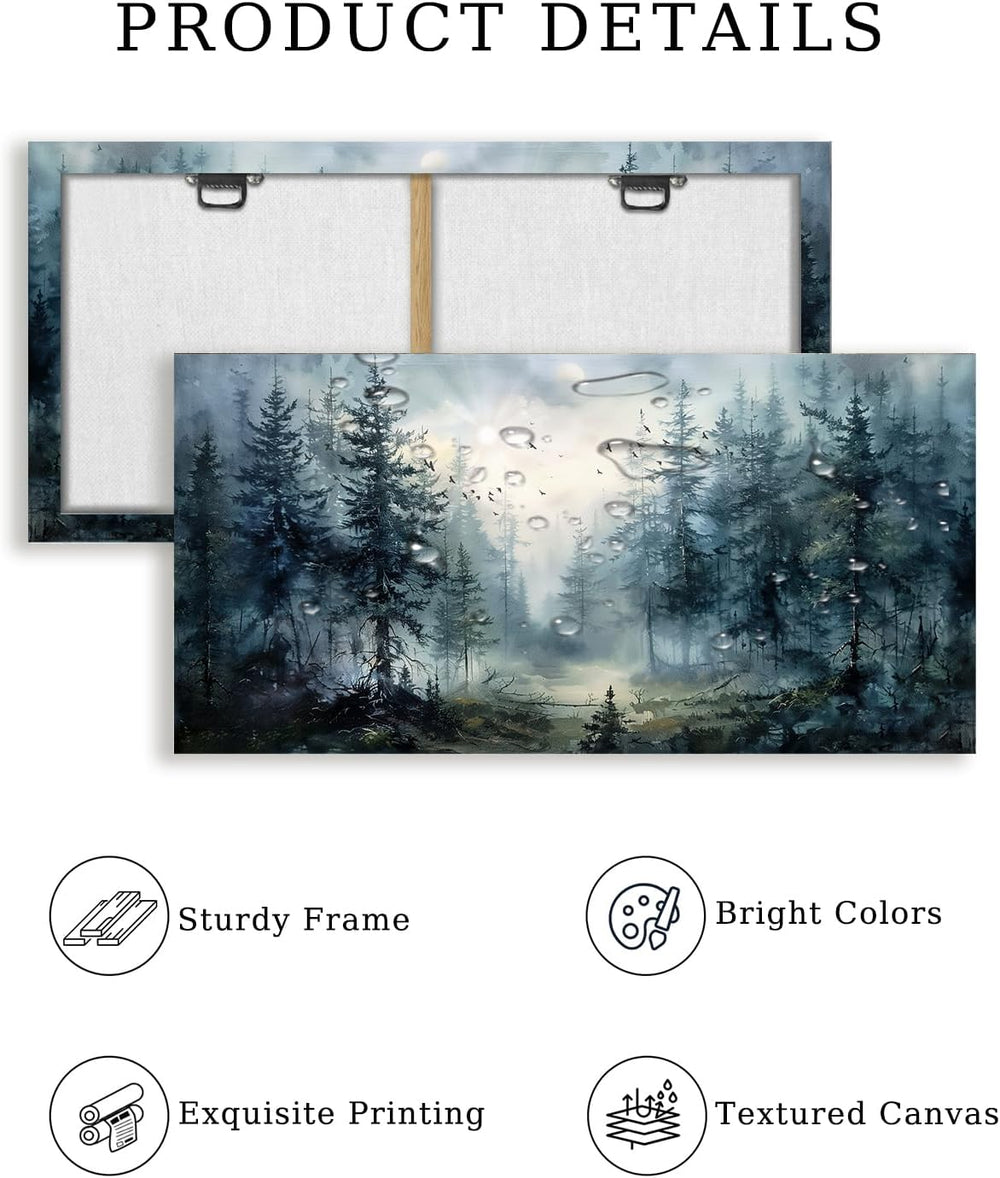 SERIMINO Foggy Forest Wall Decor, Pine Trees Large Wall Pictures 24"X48&...