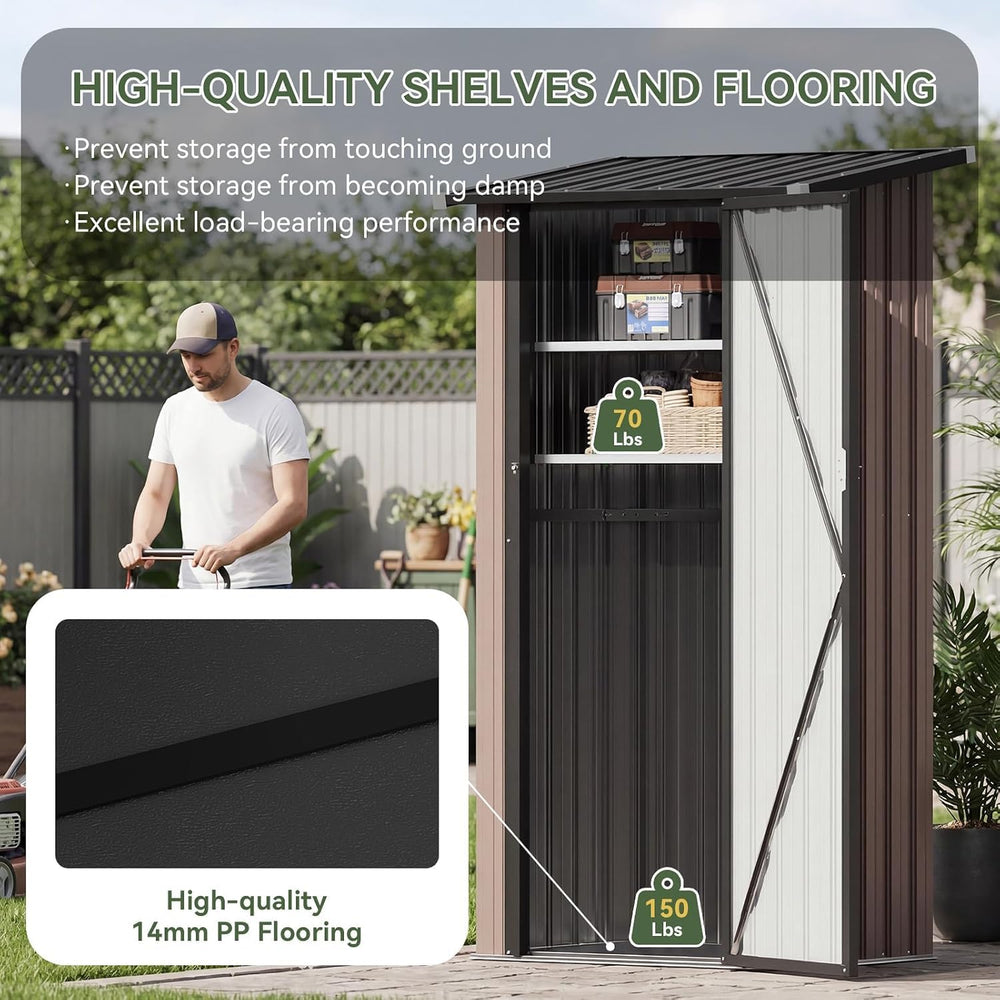 Aoxun Outdoor Storage Cabinet Shed with Floor, Small Vertical Cabinet
