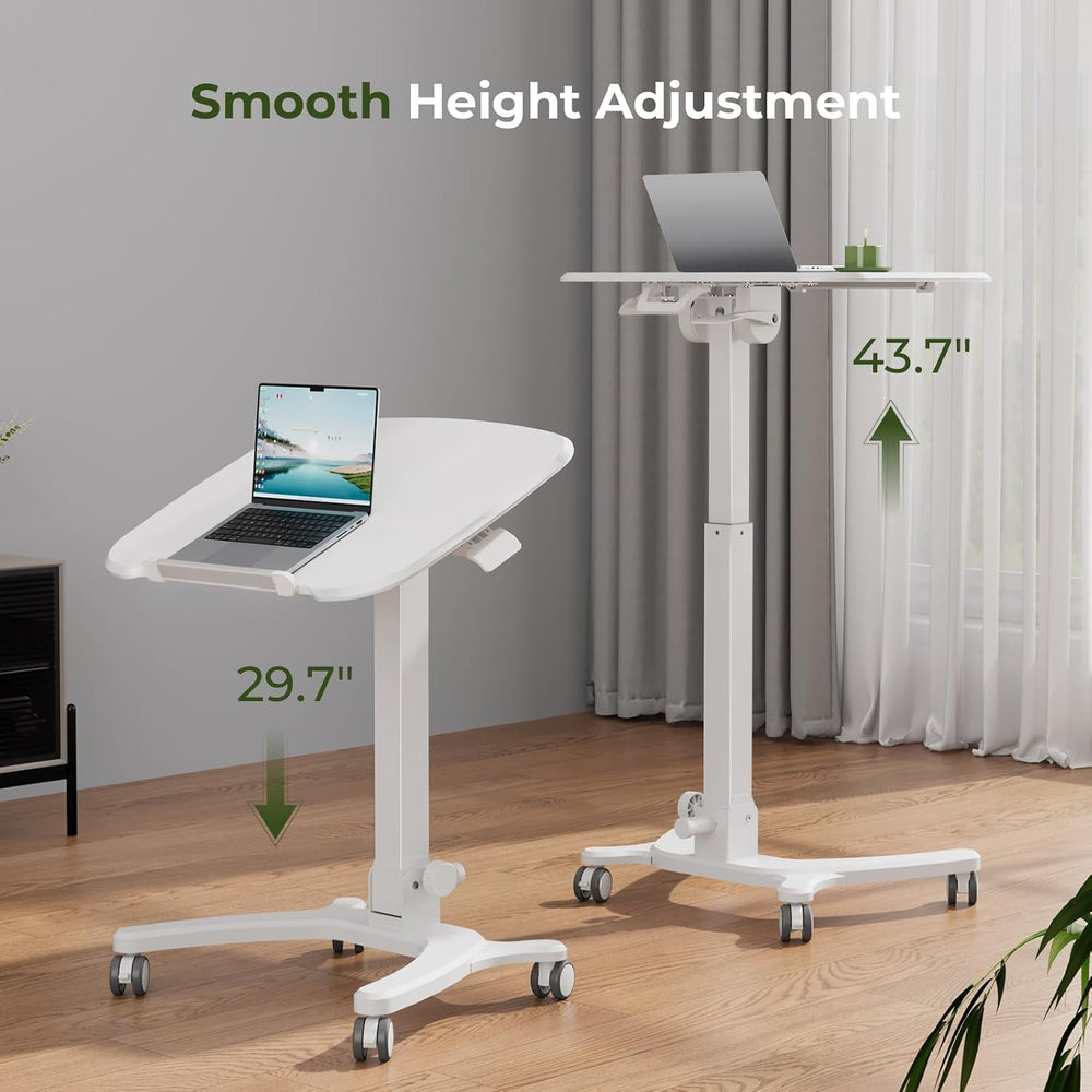 27" Foldable Standing Desk, Mobile Laptop Cart on Wheels