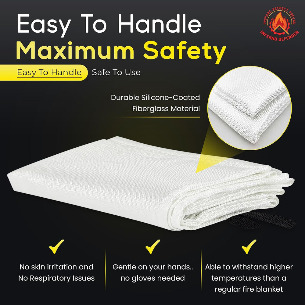 Emergency Fire Blanket For Home And Kitchen, Safe Touch Silicone Coated, 2 Pa...