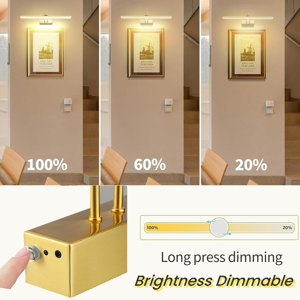 Wireless Picture Light Rechargeable, 16", Brass