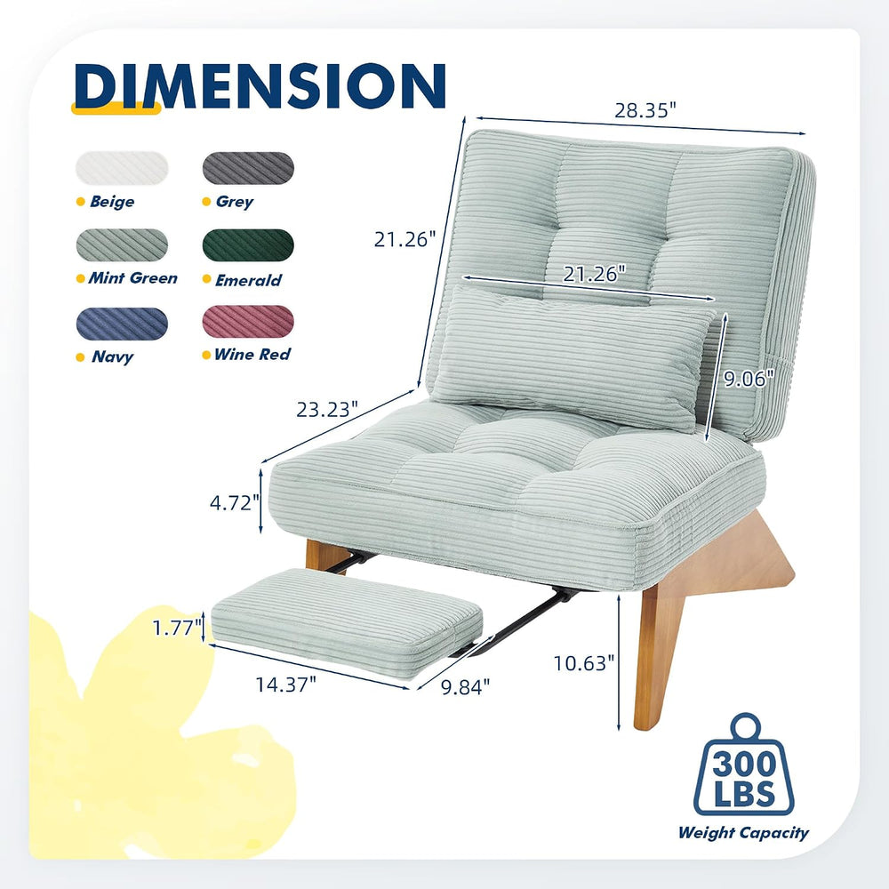 Accent Chair with Ottoman for Reading Room, Green