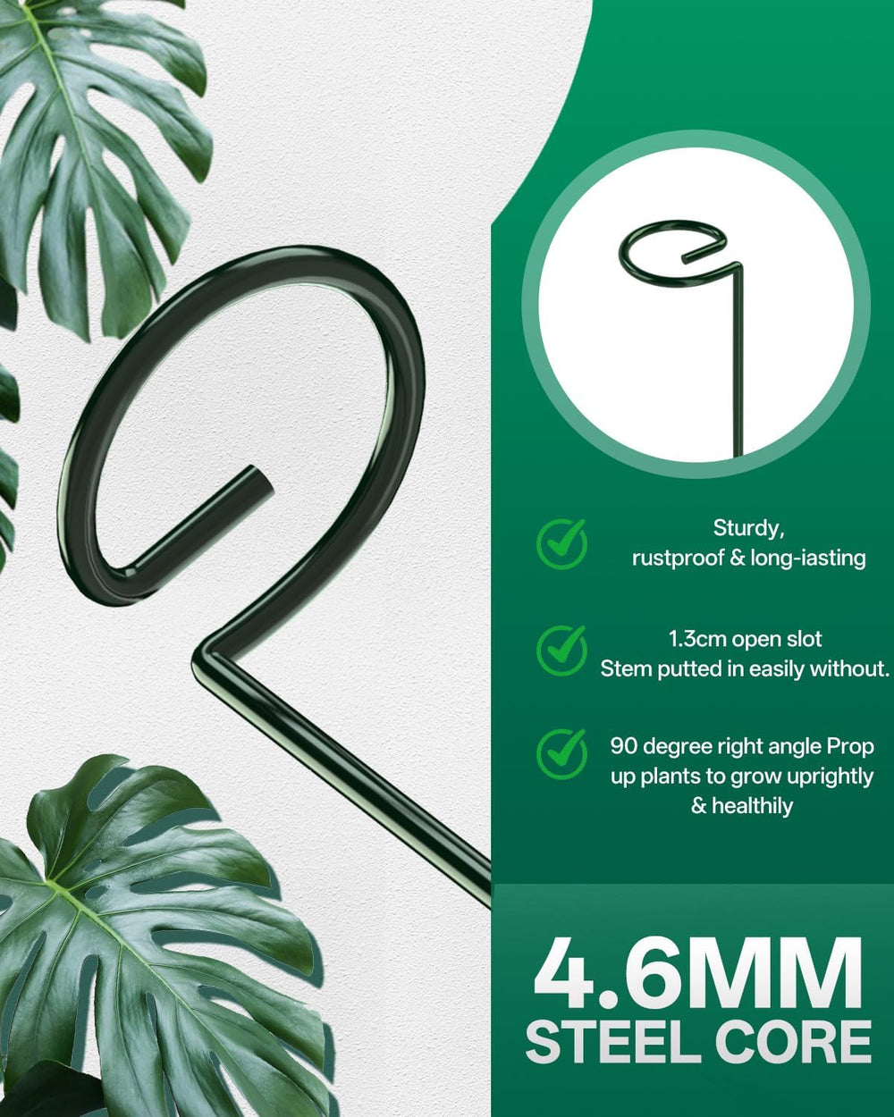 20 Pack 23.6 In Metal Plant Stakes, Plant Support Stakes with 15 Twist Tie
