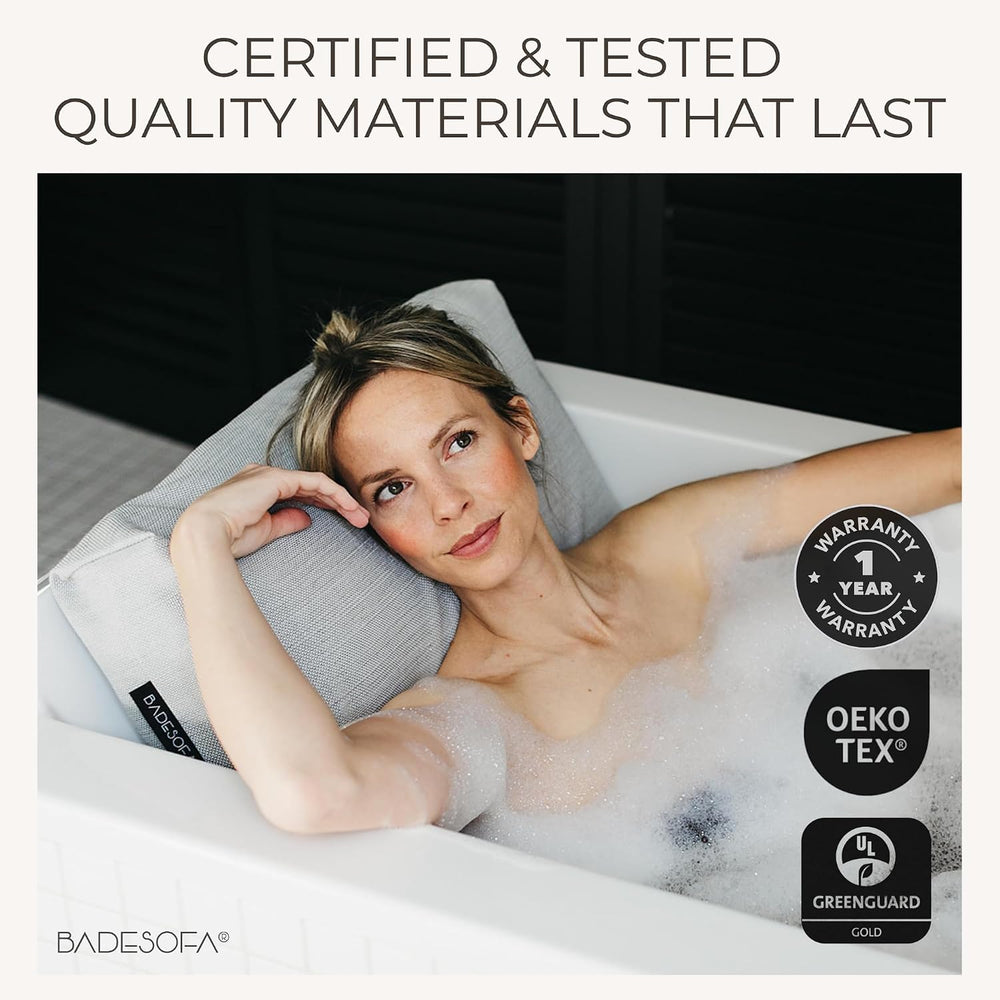 BADESOFA® Luxury Bath Pillow S in Grey, Thick & Quick-Drying