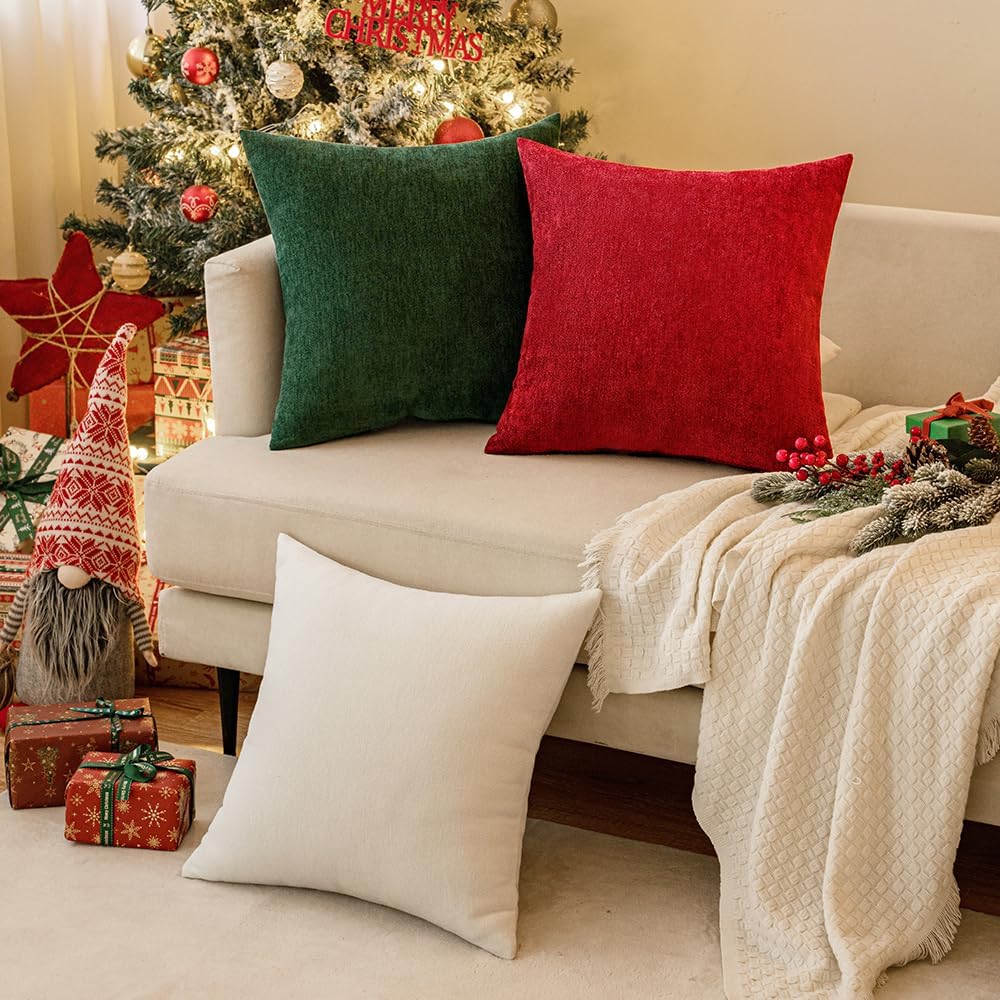 MIULEE Pack of 2 Red Decorative Christmas Pillow Covers 22x22 Inch