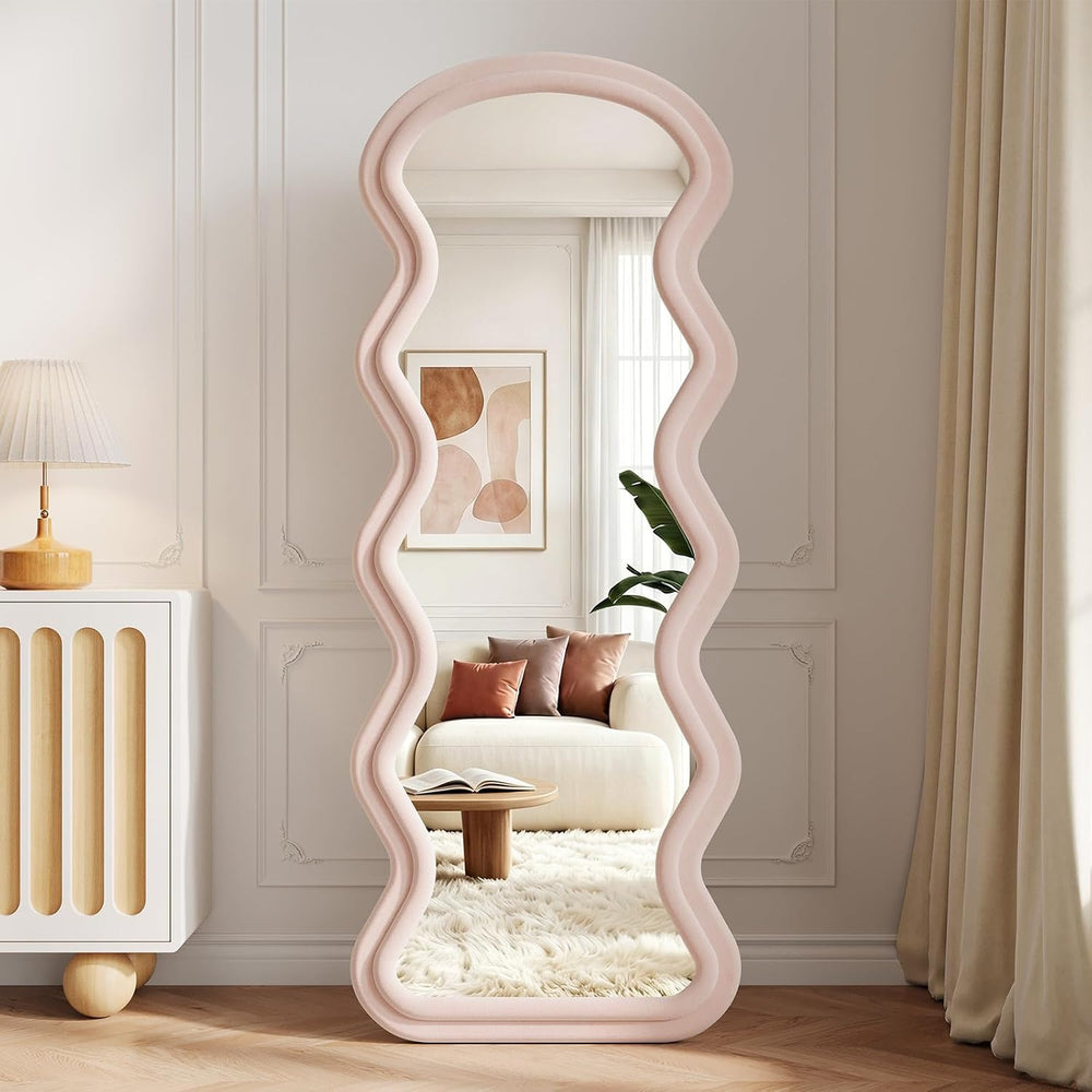 Koonmi 63“x24” Wavy Mirror Full Length, Flannel Full Body Mirror