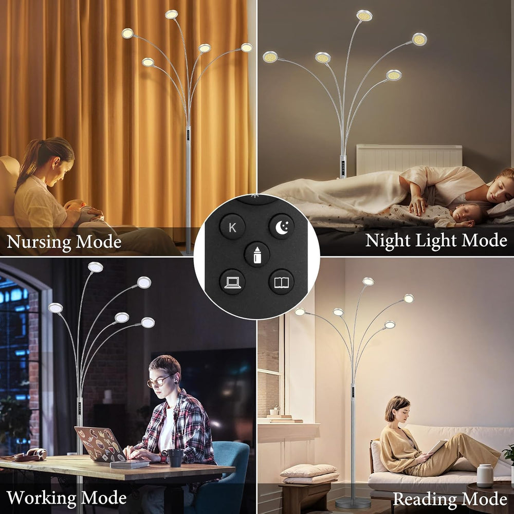 Bairth LED Arc Floor Lamp with Remote,2250LM Dimmable Floor Lamp with Timer