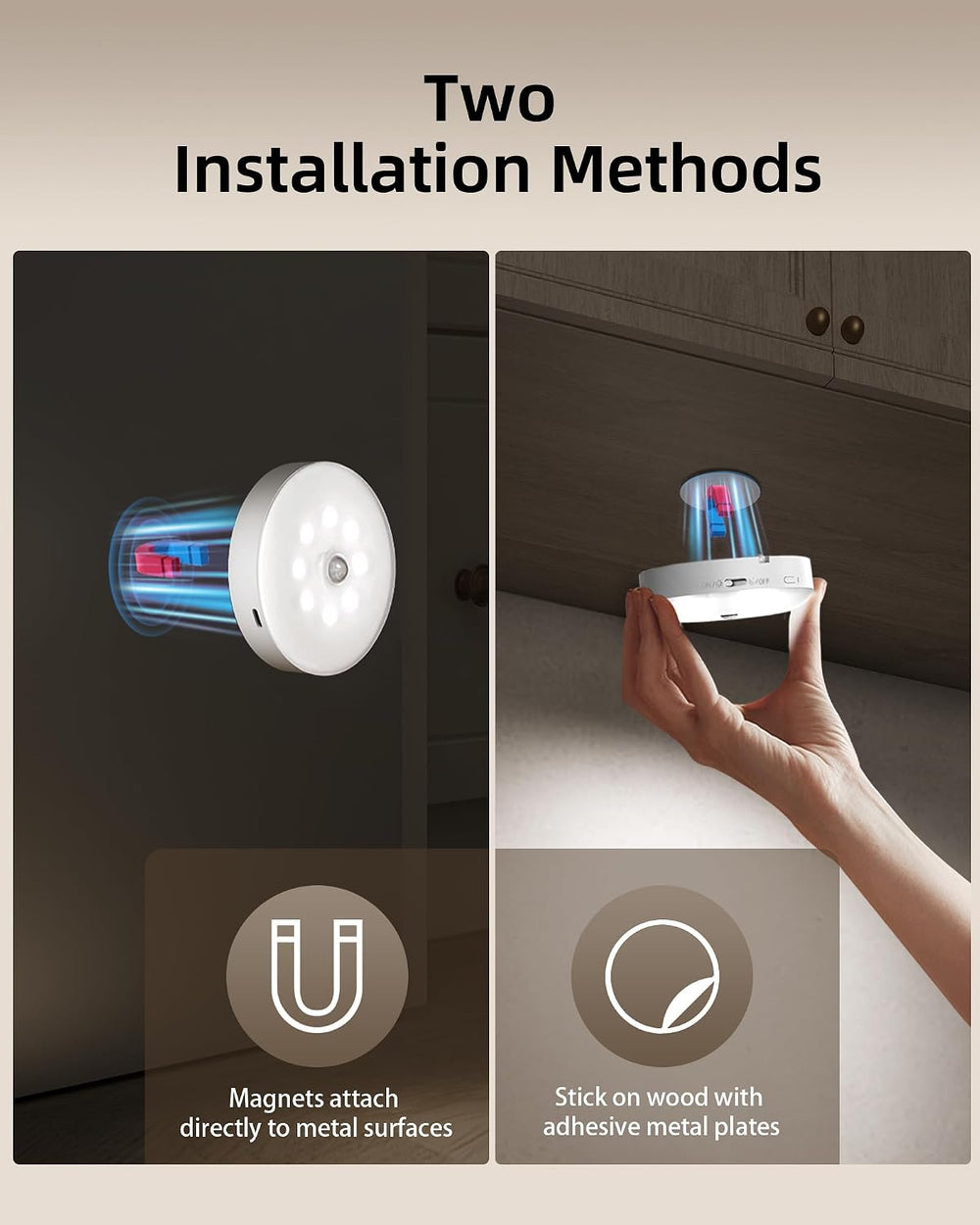 EZVALO RGB Puck Lights with Charging Station, Motion Sensor Cabinet Lights
