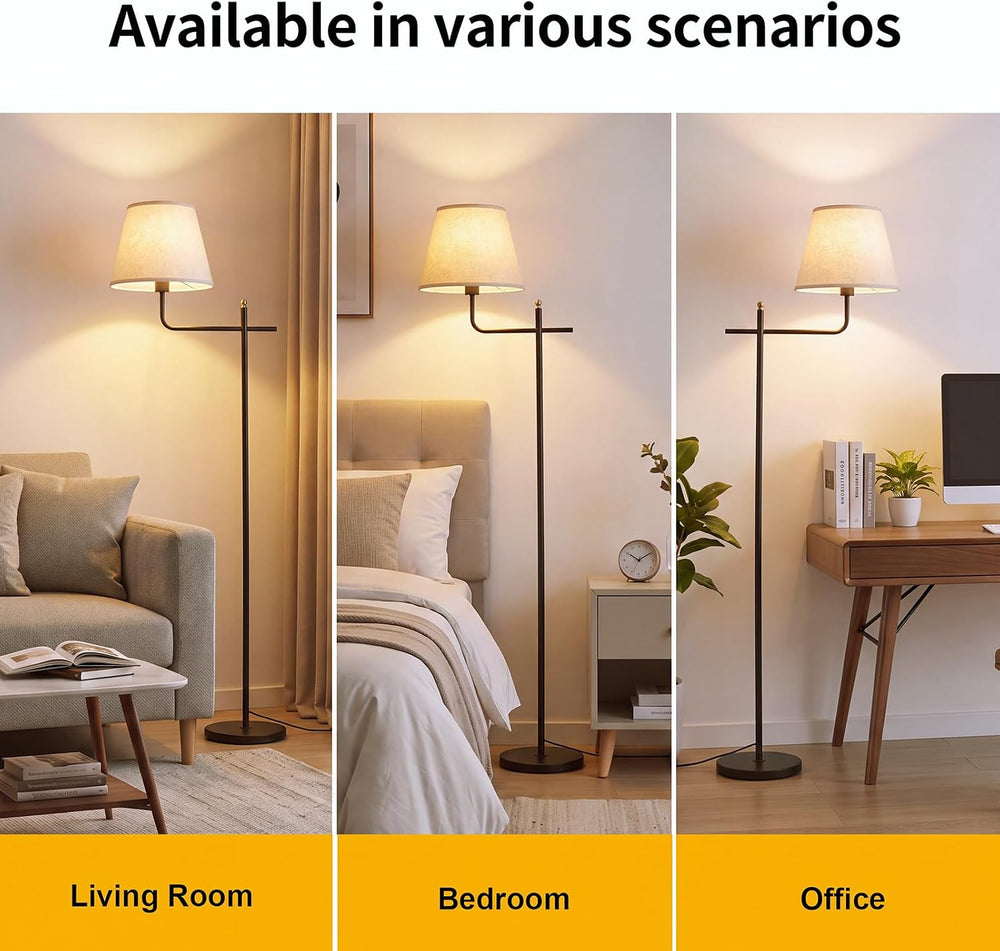 Black Standing Lamps for Living Room,3 Color Temperatures Bulb