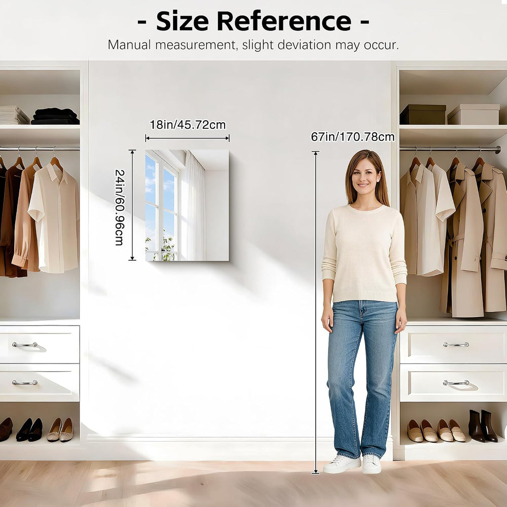 CILIBER Frameless Mirror, 18x24 Mirrors for Wall, Rectangle Bathroom Mirror f...