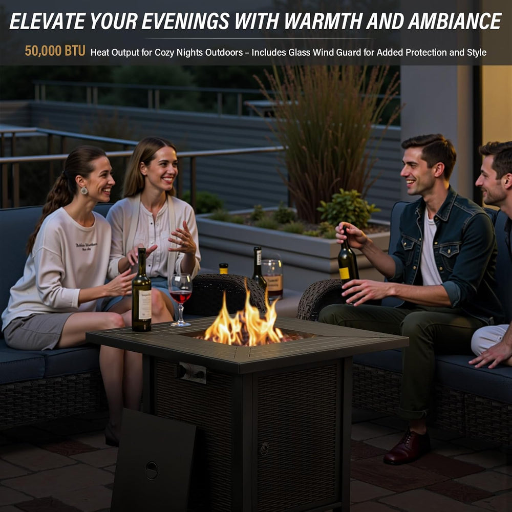 Belord 7 Piece Wicker Patio Furniture Set with 30" Fire Pit Table - Outd...