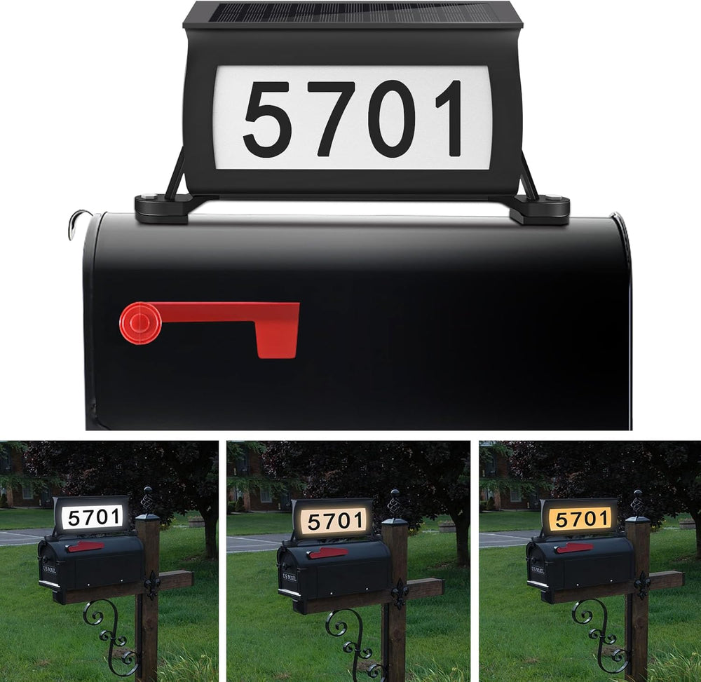 Solar Backlit Address Sign for Mailbox, House Number Plaque Double Side Illum...
